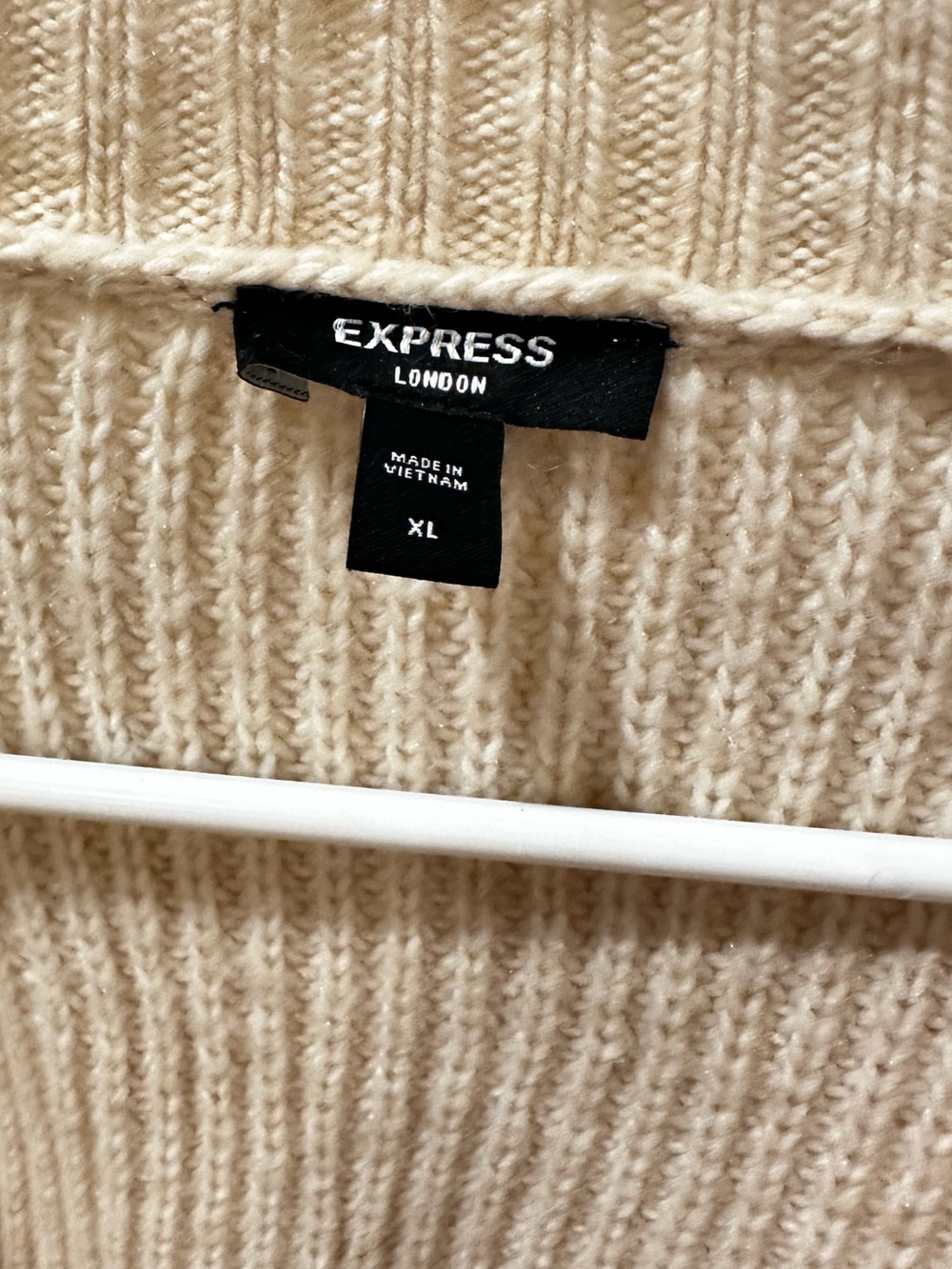 Express Cream Ribbed Button-Front Cardigan - Picture 3 of 3